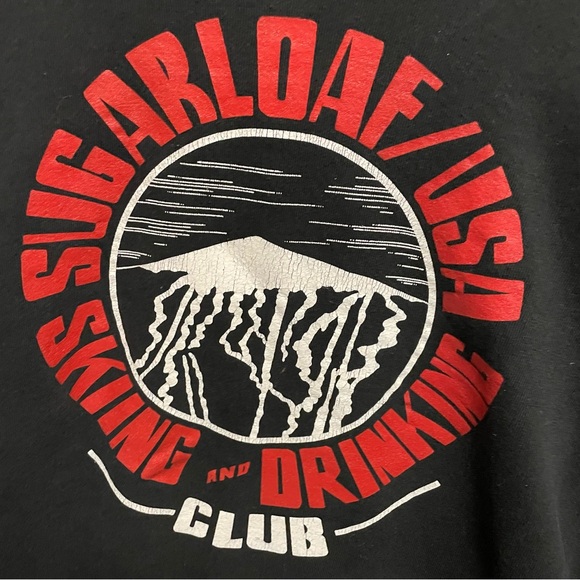 Vintage Black Crewneck Sweatshirt Sugarloaf Skiing and Drinking Club Women XL - Picture 2 of 10